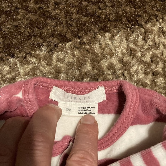3/$10 Firsts by petit lem pink and white sleeper. In excellent condition - Picture 5 of 7
